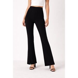 Massimo Dutti Black High Waisted Flare Pintuck Seam Side Zip Trousers Pants